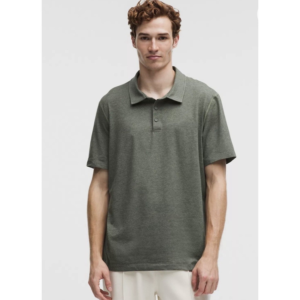 Lululemon Men's‎ Green Evolution Polo Stretch Performance Casual Jersey Size XL